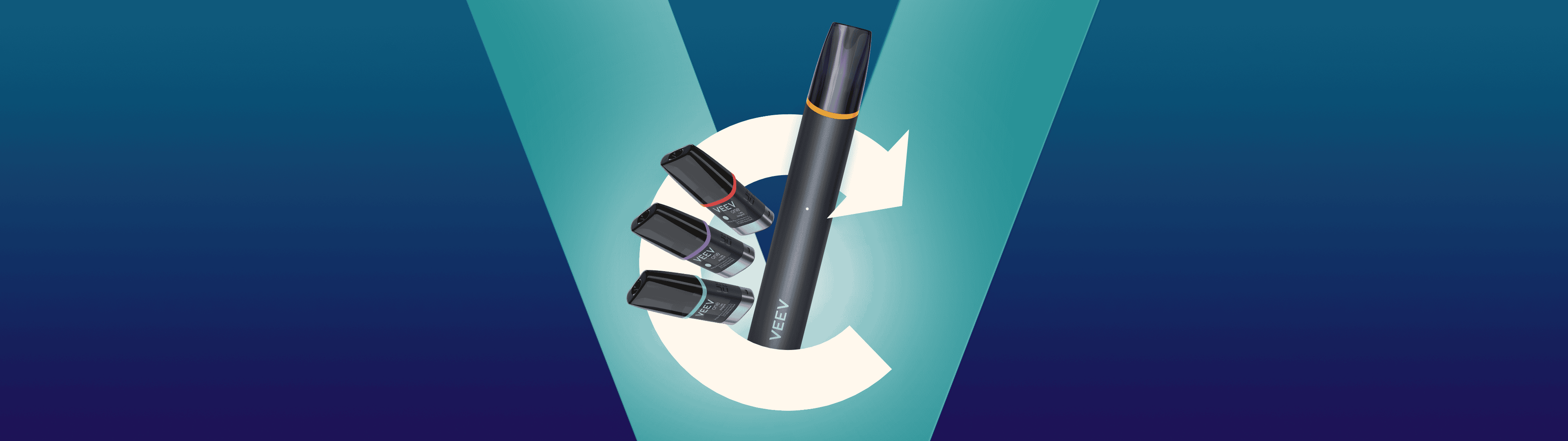 Dispozitiv VEEV NOW ULTRA si capsule veev one cu semn de reciclare
