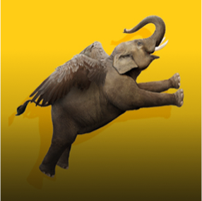 Ilustrație elefant zburător