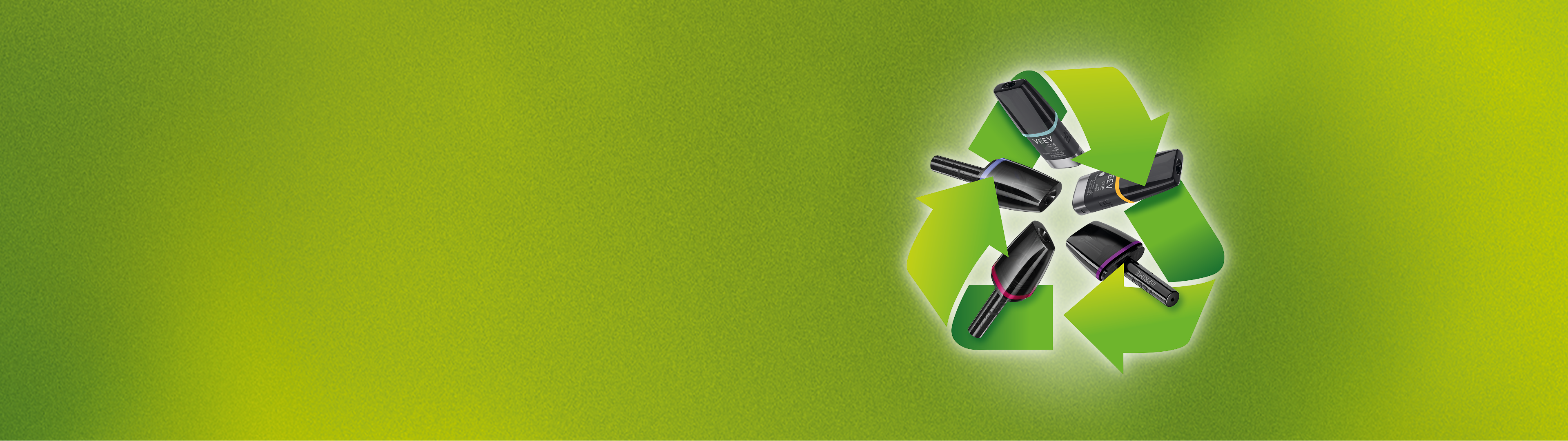 Dispozitiv VEEV one si capsule veev cu semn de reciclare