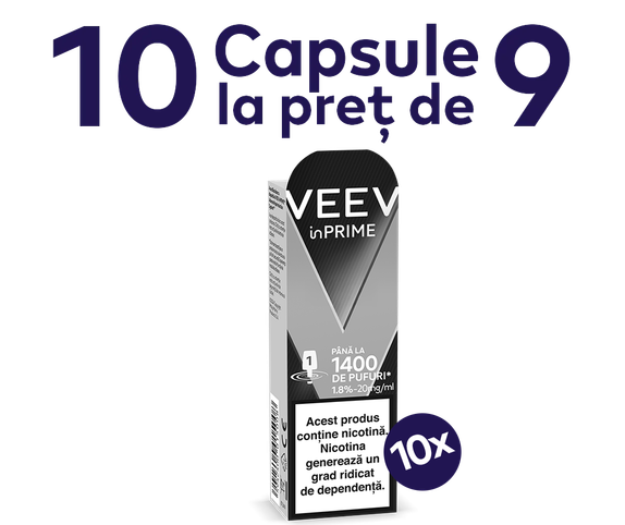 5 capsule VEEV inPRIME cu 10% reducere si o cutie ZYN inclusa main