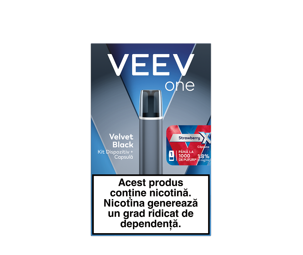 VEEV ONE Velvet Black + 1 capsulă Strawberry X inclusă