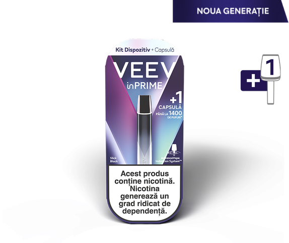 Starter Kit VEEV inPRIME Slick Black cu o capsulă Strawberry inclusă main