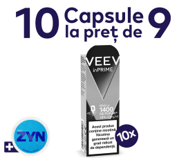 5 capsule VEEV inPRIME cu 10% reducere si o cutie ZYN inclusa