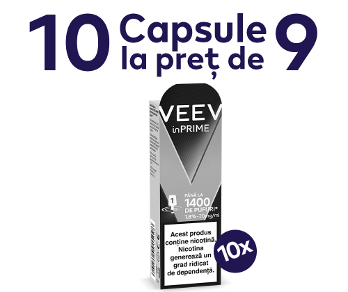 5 capsule VEEV inPRIME cu 10% reducere si o cutie ZYN inclusa