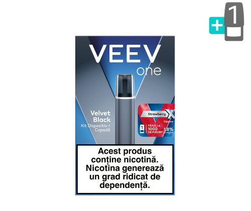 Starter Kit VEEV ONE Velvet Black cu o capsulă Strawberry X inclusă